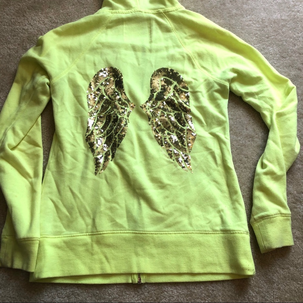 Victoria’s Secret neon yellow wing zip up